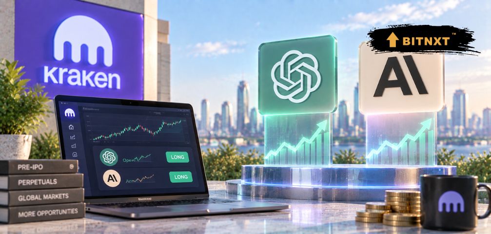 Kraken promotes pre-IPO perpetual trading tied to OpenAI and Anthropic private market valuations.