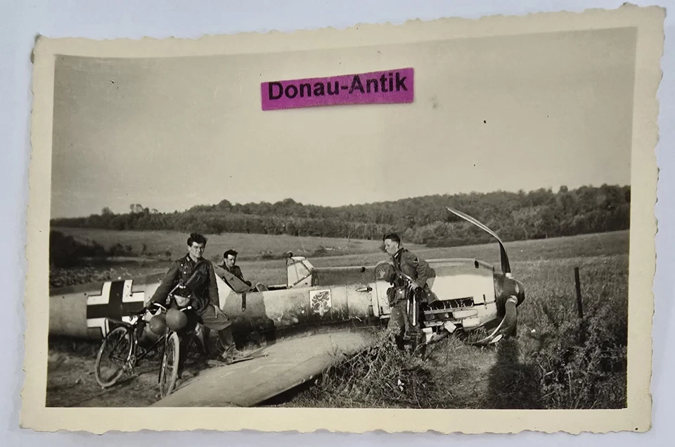 Foto Flugzeug Messerschmitt Bf 109 Staffelwappen Jagdgruppe Wien Aspern JG 76 (1)