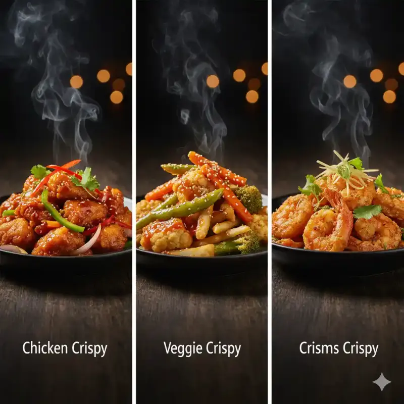 Chicken Crispy (Veg, Prawns)