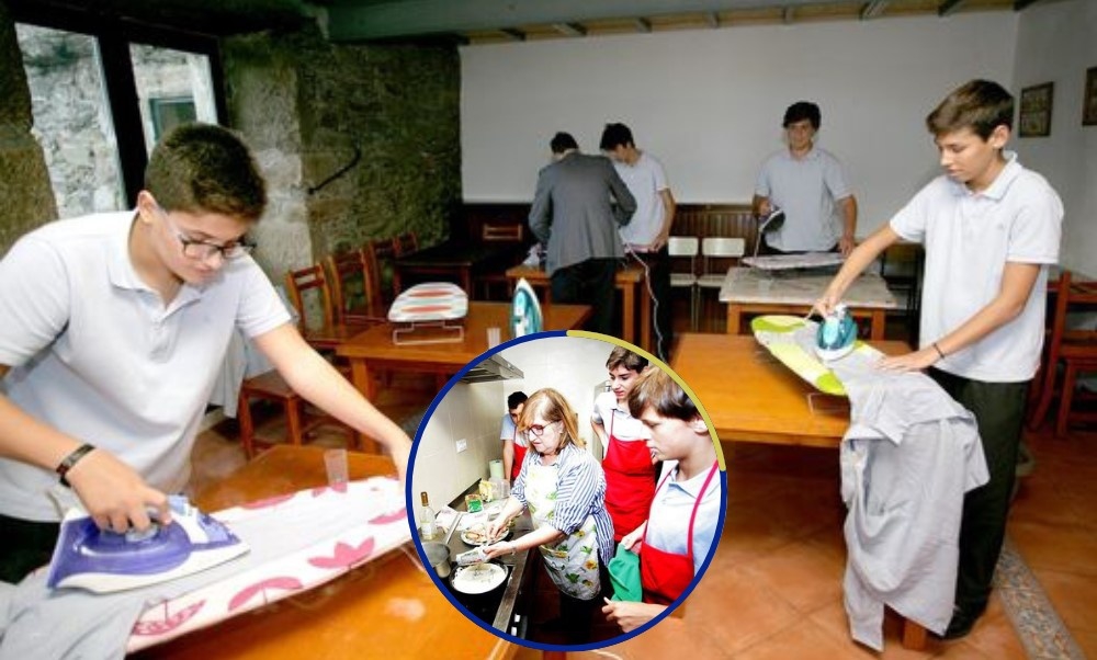 Escuela enseña a los alumnos a lavar, planchar y cocinar