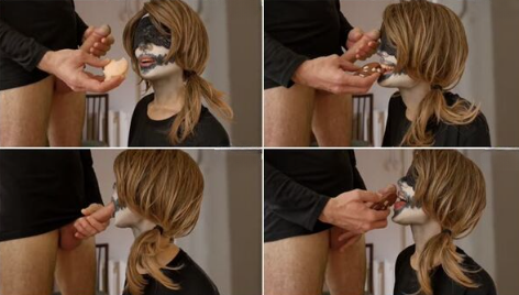 halloween game with pigtailed teen in mask sheila moore