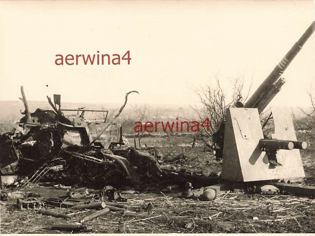 Zerstörte 8,8 cm Flak 36 Terekfront Mosdok Kaukasus Russland Ostfront