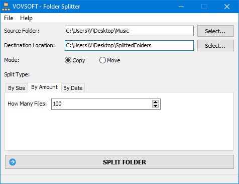 VovSoft Folder Splitter 1.1