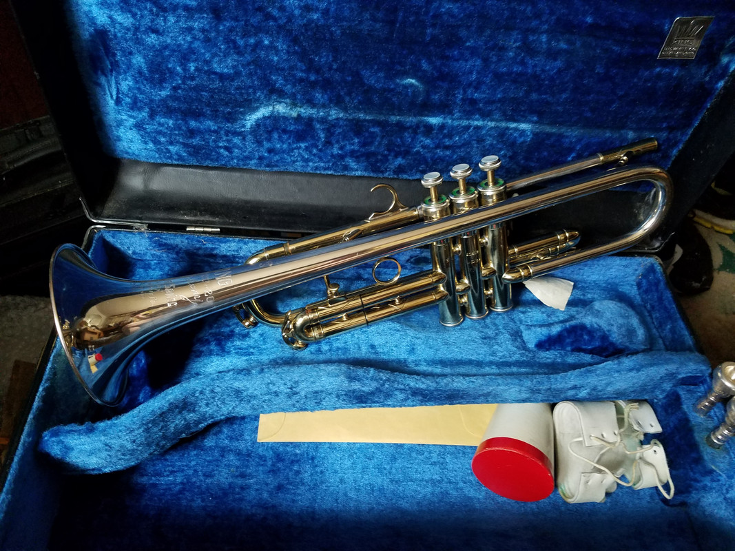 King 1965 Super 20 Silvertone Trumpet DB sn 414124 (15)