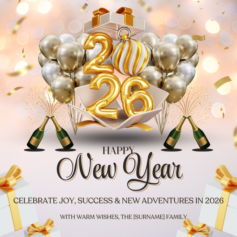 Happy New Year Celebration Card (Editable in Canva)