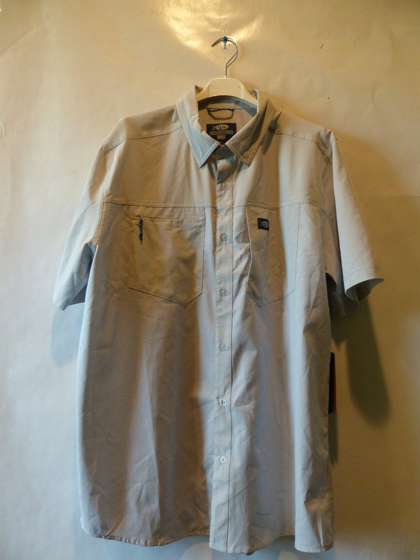 AFTCO MENS BREATHABLE FREE VENT BUTTON DOWN FISHING SHIRT SILVER SIZE L