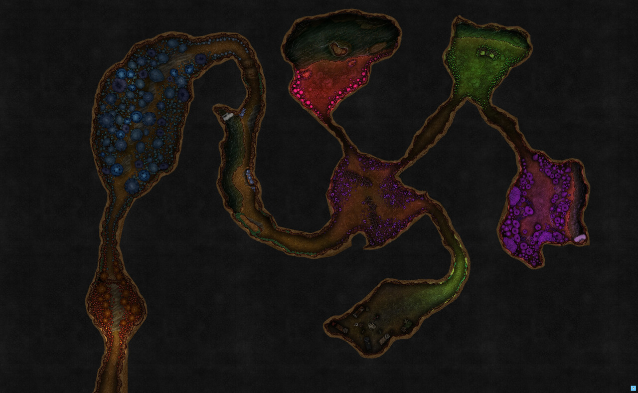 Blooming Caves 65x40 Ground grid lights
