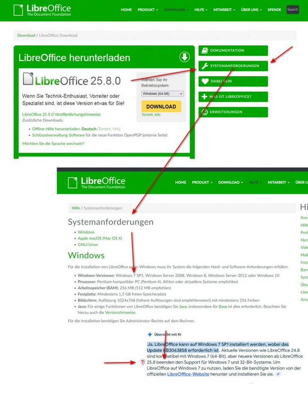 LibreOffice 25.8 and Windows 7 support