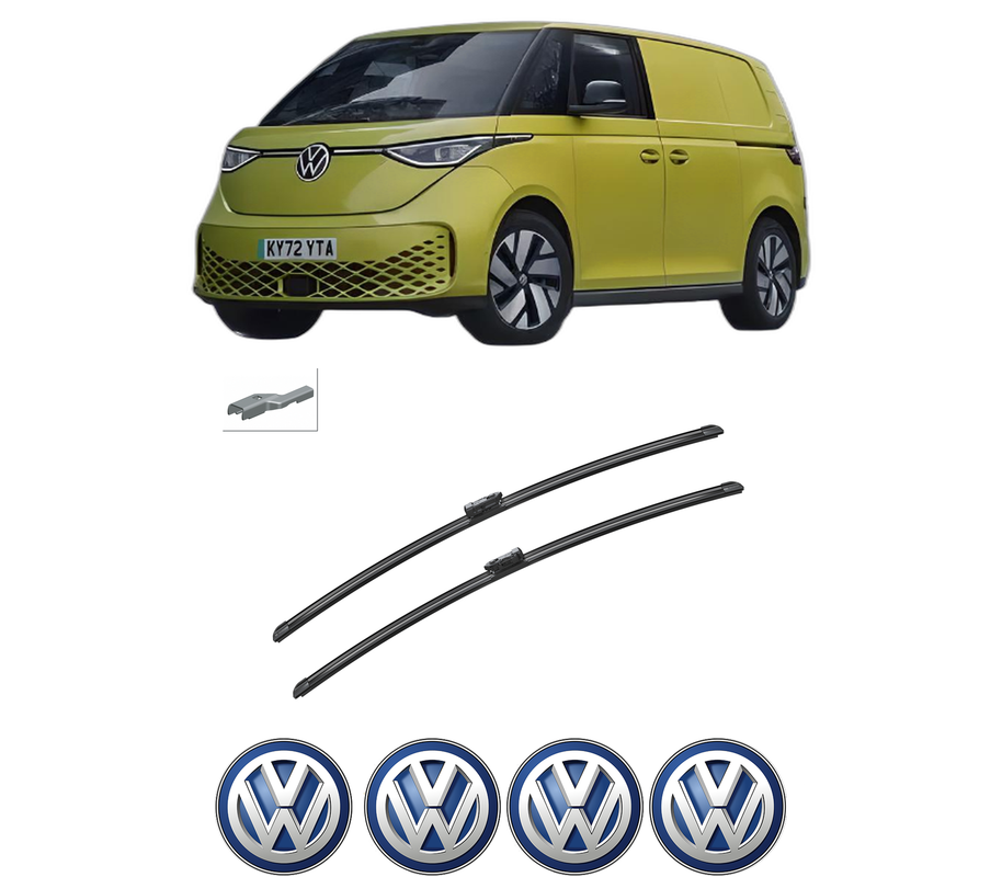 Set stergatoare auto Volkswagen ID. Buzz Bus (EBB, EBJ) din 2022-2024, pentru parbriz auto, 2 bucati, Bosch Aerotwin, din cauciuc siliconat rezistent, 4 Stickere Auto Volkswagen