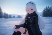 1girl, snow, {{{{{upper body}}}}}, aqua eyes, long hair, hime cut, white hair, s s-1938031205