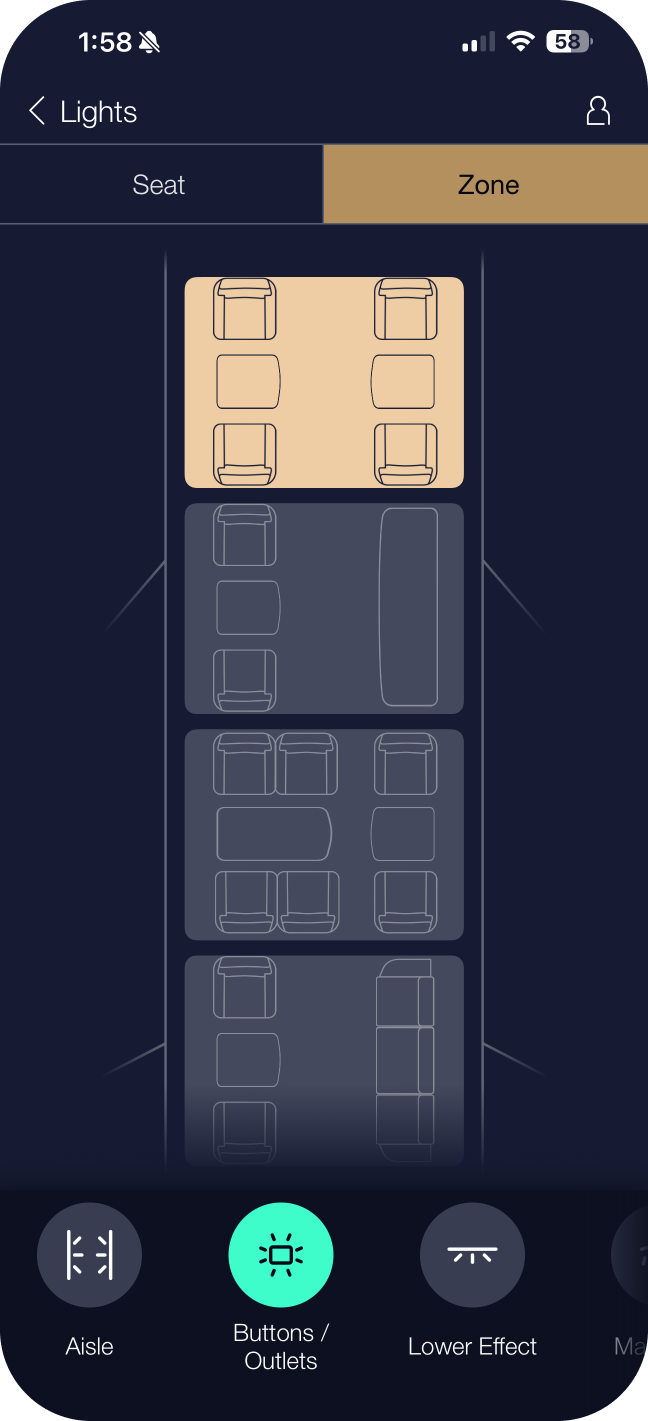 Zone lighting control screen