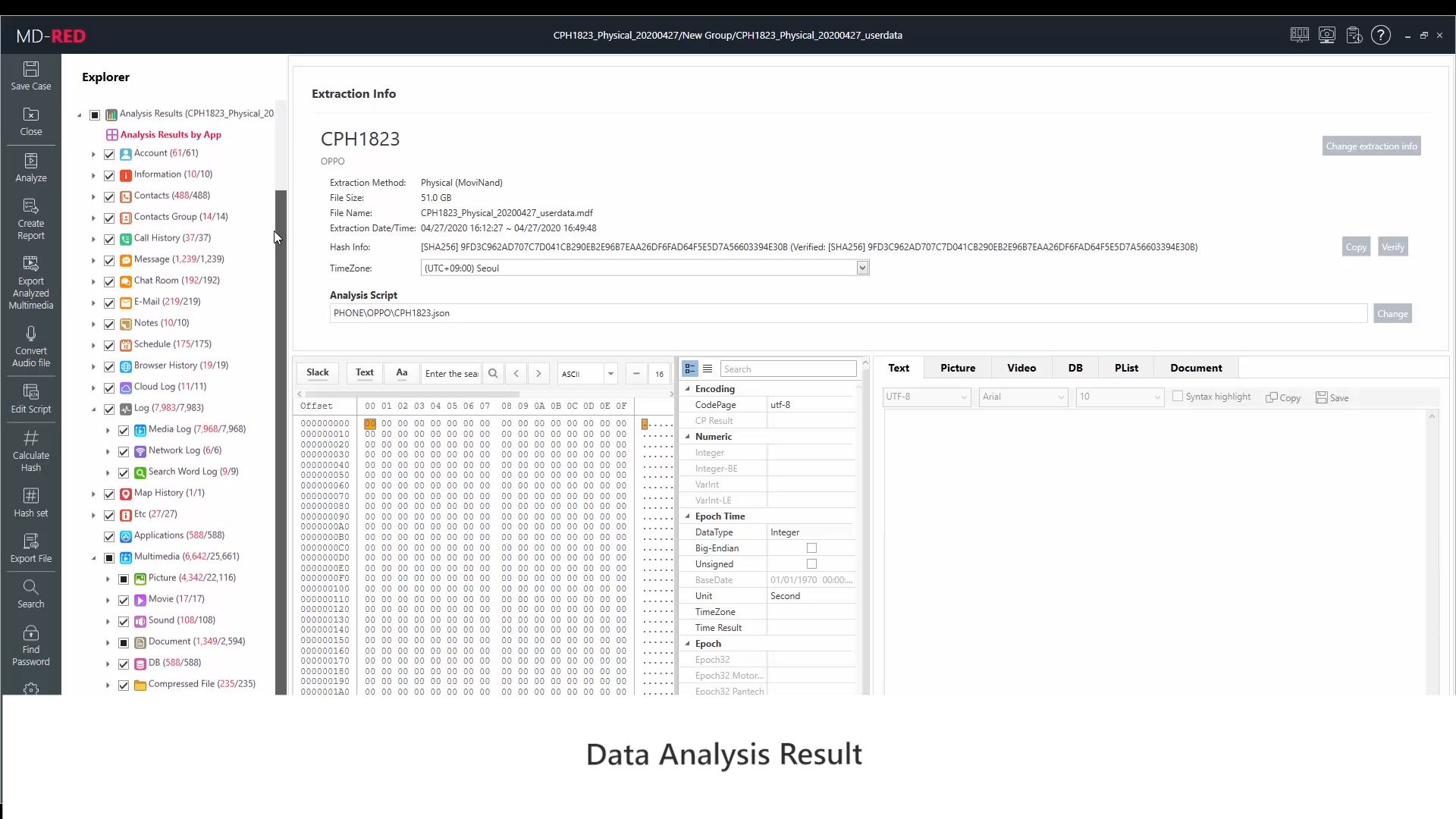 MD-RED main analysis interface