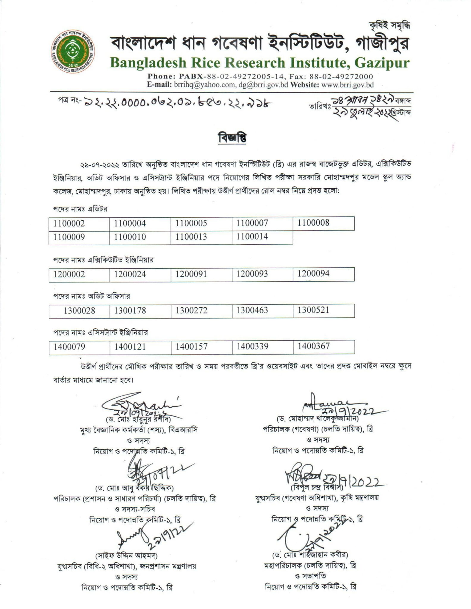 BRRI Result 2022 Image