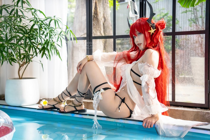 切切Celia 明日方舟 史尔特尔泳装 Surtr Cosplay 写真 27P插图7