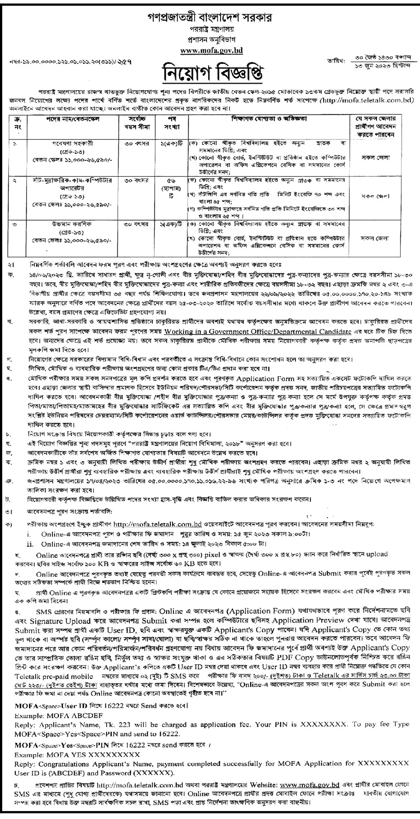 MOFA Job Circular 2026