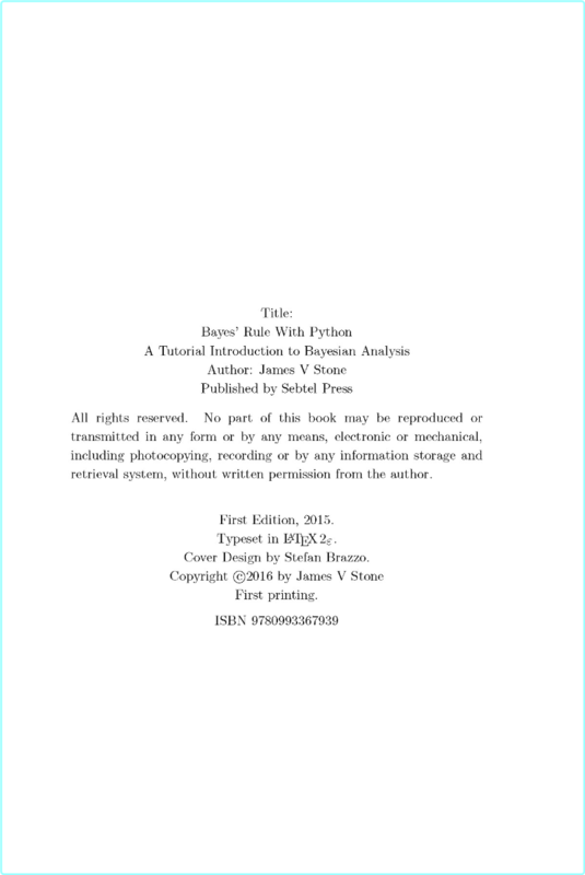 Stone J Bayes’ Rule With Python A Tutorial Introd To Bayesian Analysis 2016