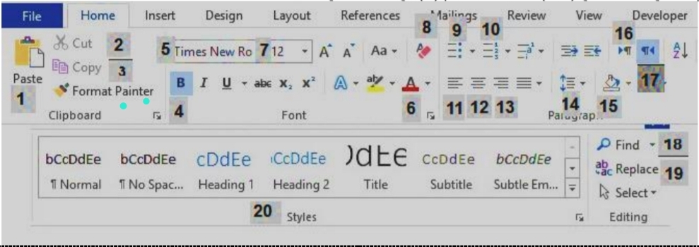 شريط أدوات Microsoft Word