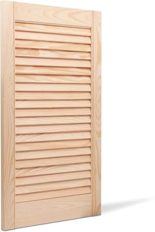 Bortaberg Louvre Door, Pine Wood, Vented Open, Natural Color