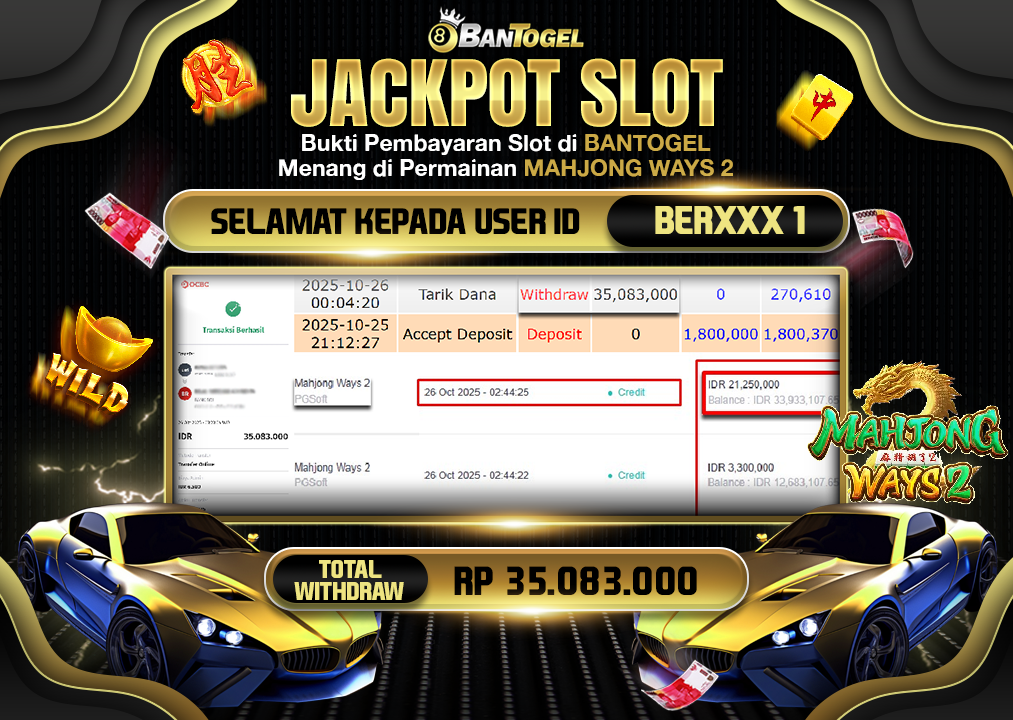 BUKTI JACKPOT LUNAS BANTOGEL