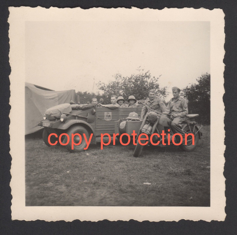 Orig. Foto VW 82 Kübelwagen BMW R75 Luftwaffe Italien 1942 Kennz