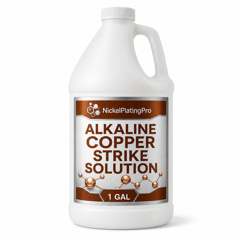 One gallon container of alkaline copper strike solution