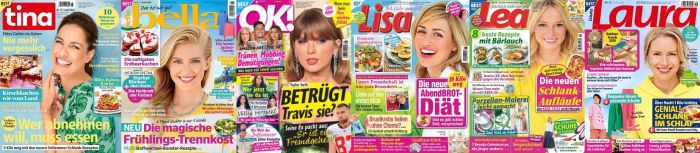 Cover: 6 mal Frauenmagazine No 15 vom 03  April 2024