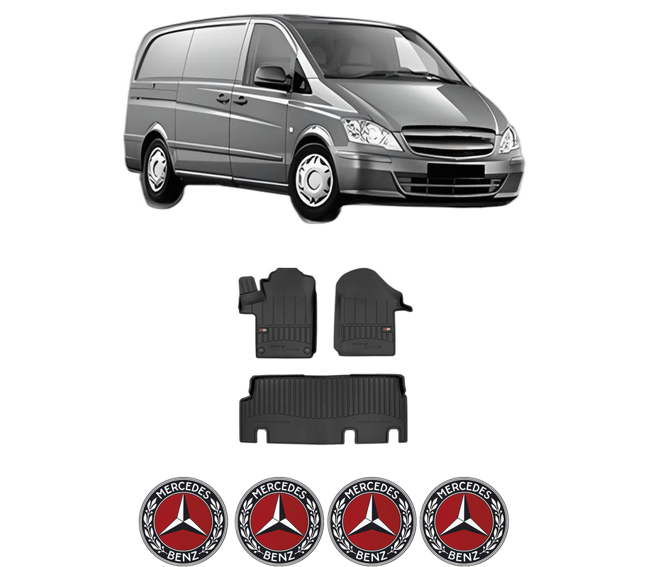 Set covorase presuri MERCEDES-BENZ VITO Van (W447) din 2014-2020, auto, din cauciuc thermoplastic, 4 Stickere auto cu MERCEDES-BENZ