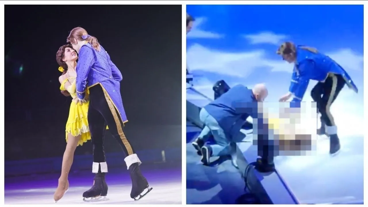 Se vuelve viral video de accidente sobre hielo de acróbatas de Disney