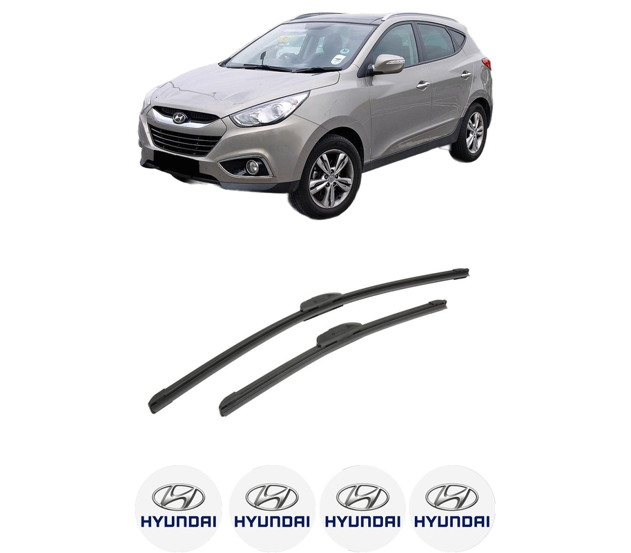 Set stergatoare auto HYUNDAI ix35 (LM, EL, ELH) din 2009-2015, pentru parbriz auto, 2 bucati, Bosch Aerotwin Retrofit, din cauciuc siliconat rezistent, 4 Stickere Auto HYUNDAI
