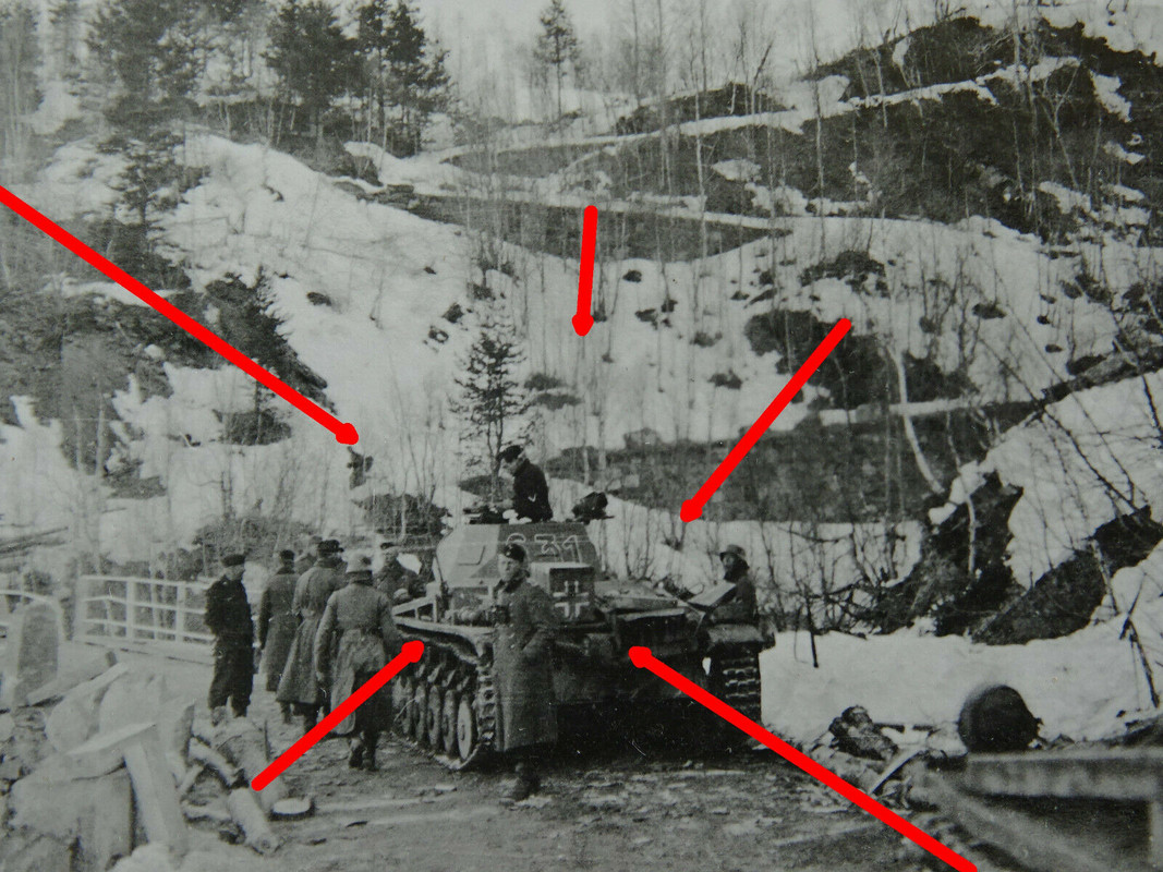 Foto Norwegen, die Festung Nevedalen, Panzer rücken vor, TOP, Turmkennung 631.