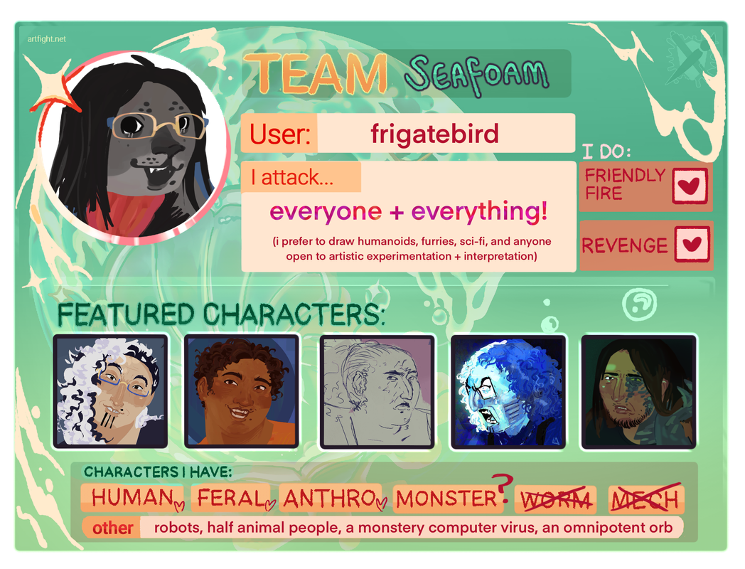 an artfight card for user frigatebird for team seafoam