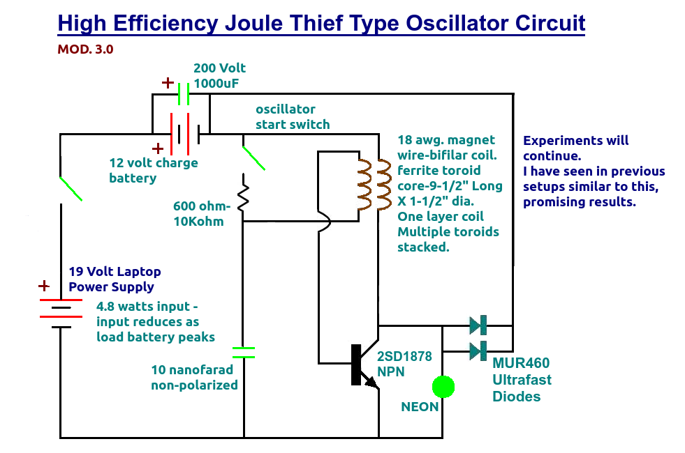 high efficiency joule thief type circuit mod3.0