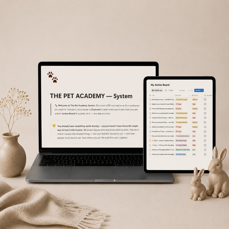 The Pet Academy System on laptop and tablet