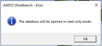The database will be opened in read only mode