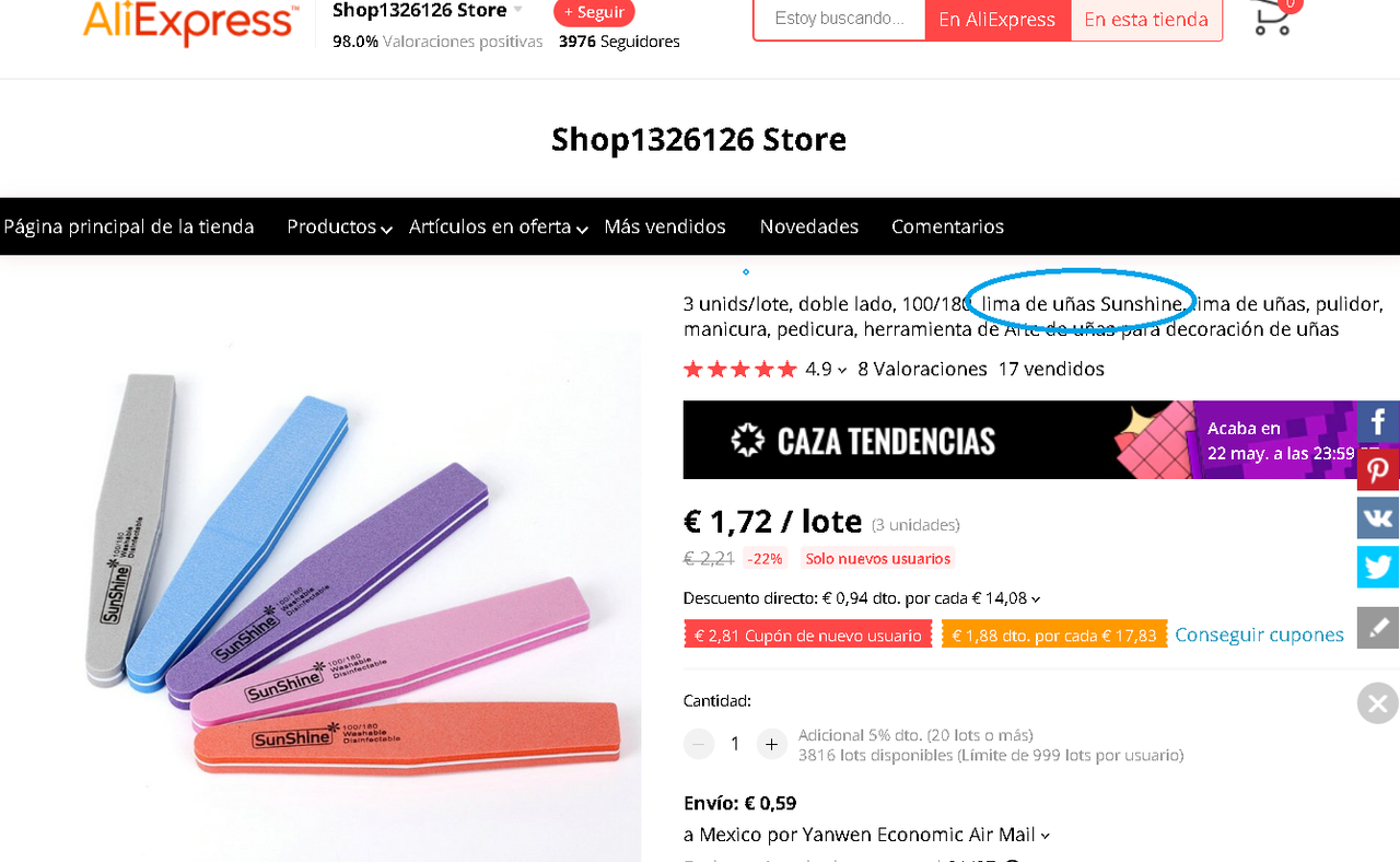 Screenshot_2020-05-19 €1 72 22% de DESCUENTO 3 unids lote, doble lado, 100 180, lima de uñas Sunshin