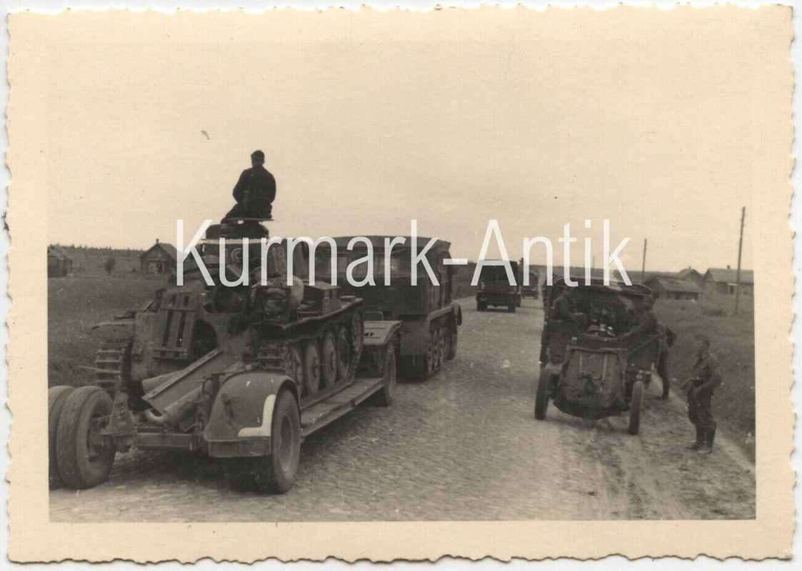 Foto Wehrmacht Panzer Jäger Russland Halbkette Anhänger 116 Skoda 38t