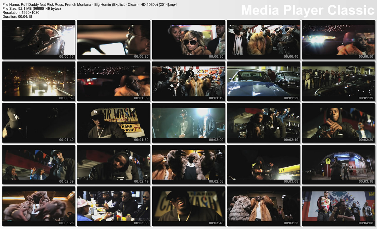 Puff Daddy feat Rick Ross, French Montana - Big Homie (Explicit - Clean - HD 1080p) [2014]