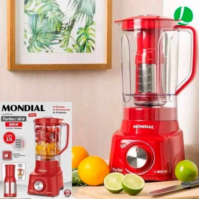 Liquidificador Mondial Turbo L900 com Filtro 5 Velocidades e 900W – Vermelho