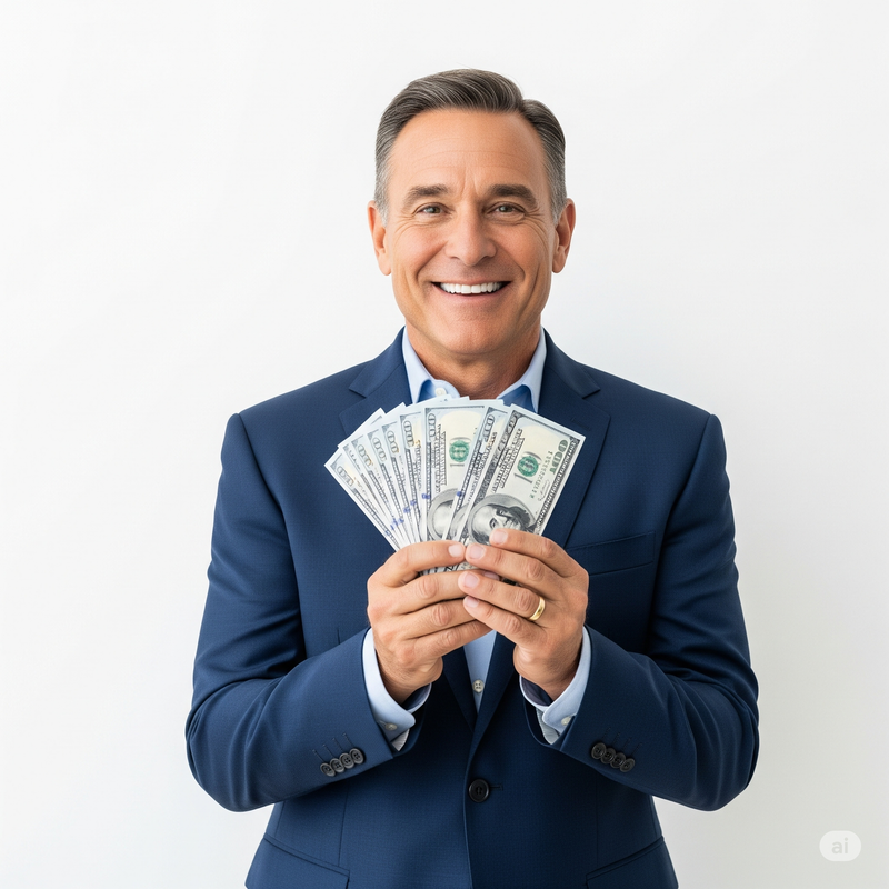 Illustration of a person earning money online with a laptop