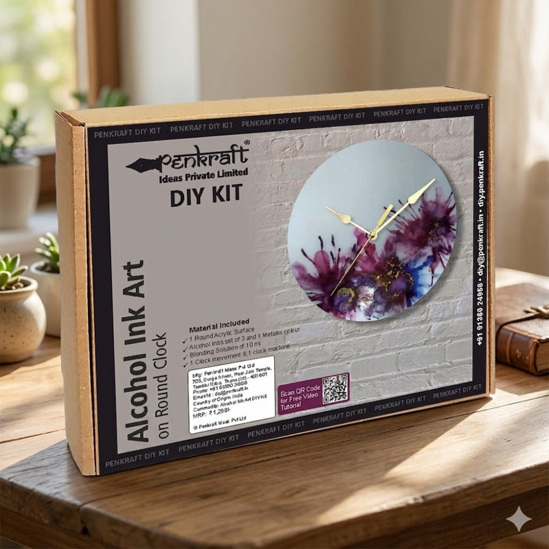 Alcohol Ink art on Acrylic Clock DIY Kit