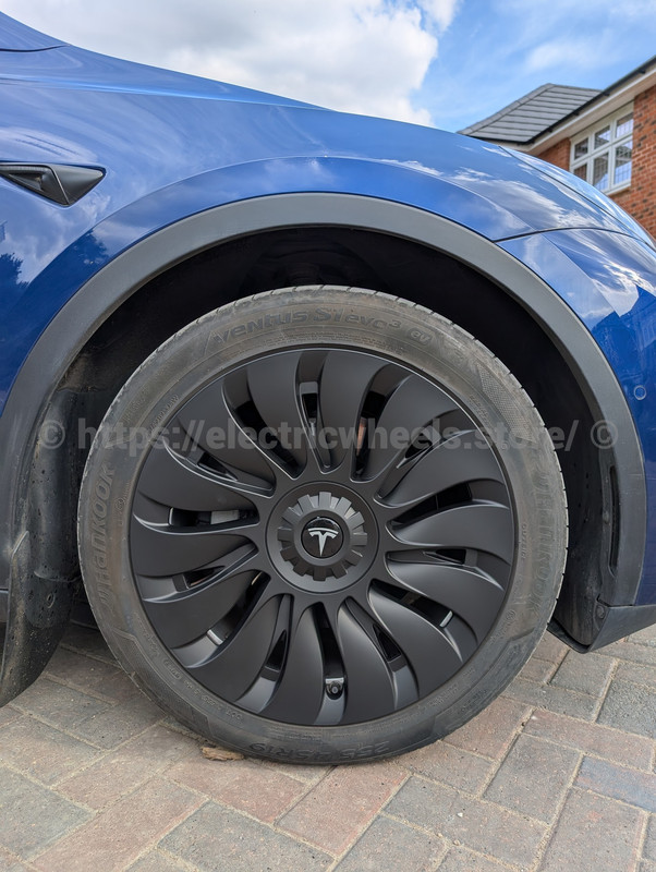 Close-up of Tesla Model Y wheel cover