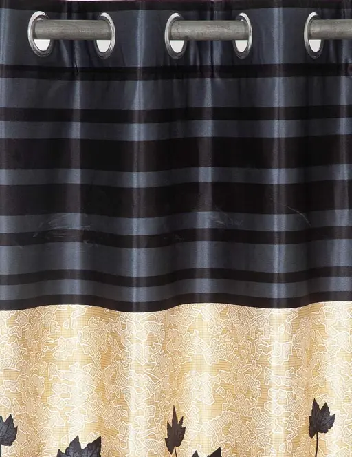 Bright Grey Leaf Pannel 4 Piece Mapple Eyelet Polyester door Curtains (Pack of 4) || Grey (R704)