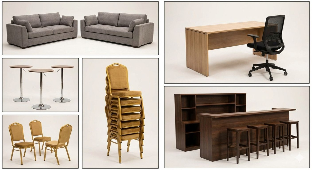 Виды мебели в аренду - офисная, банкетная, дизайнерская мебель для проката