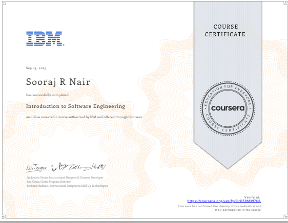 Software Engineering Certificate