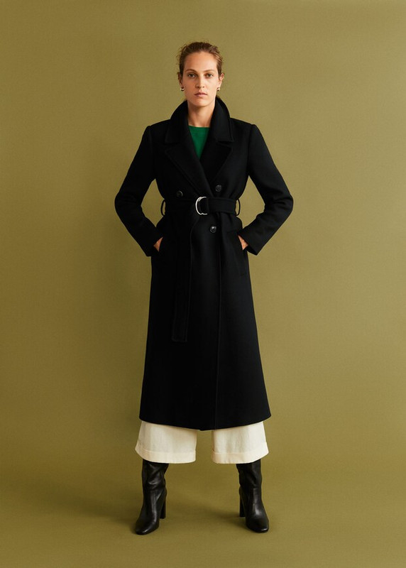 Mango vuneni dugački kaput sa kaišem