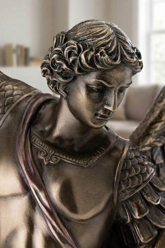 14.5 inch Archangel St Michael Statue Bronze Finish Angel Defeats