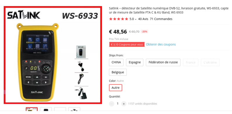 Screenshot 2021-10-26 at 18-35-03 48 56€ 20% de réduction Satlink – détecteur de Satellite numérique