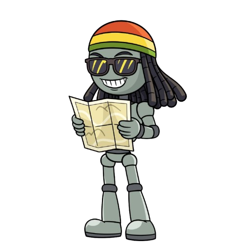 Character looking at a roadmap