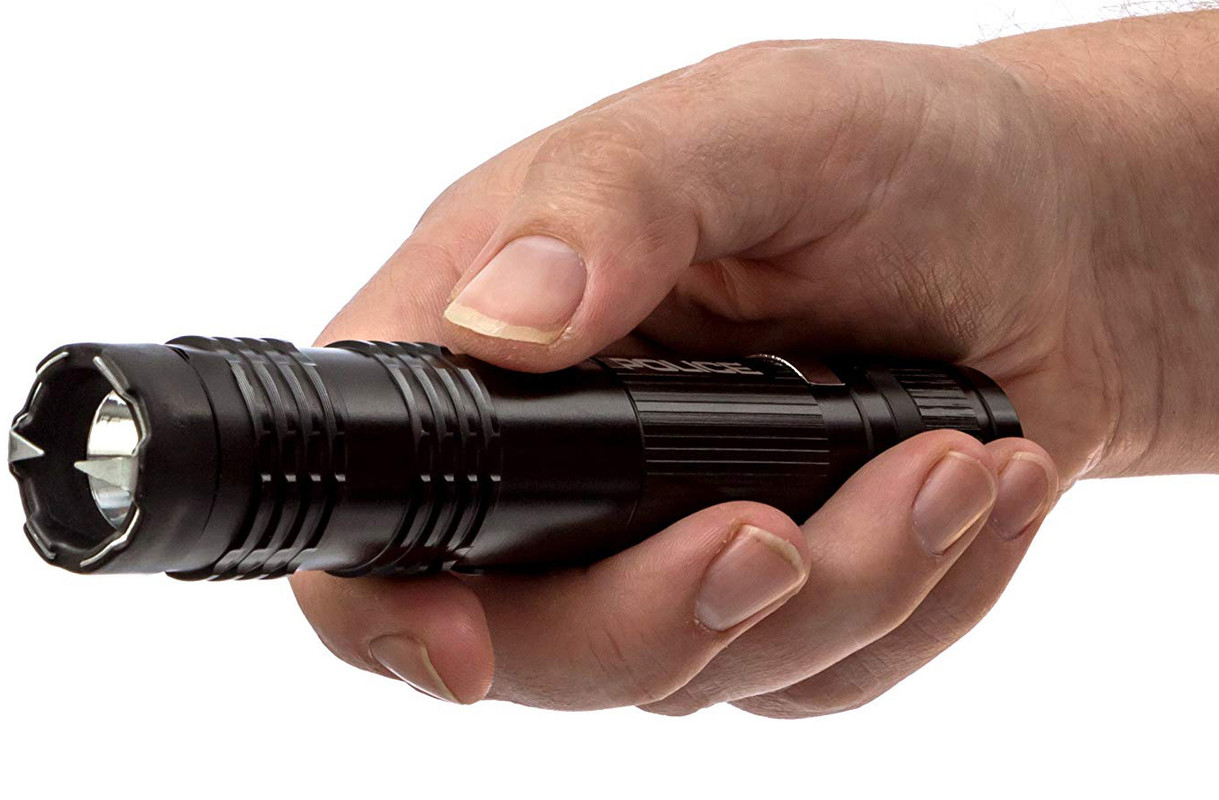 POLICE M12 160 BV Metal Rechargeable Stun Gun Flashlight Black eBay