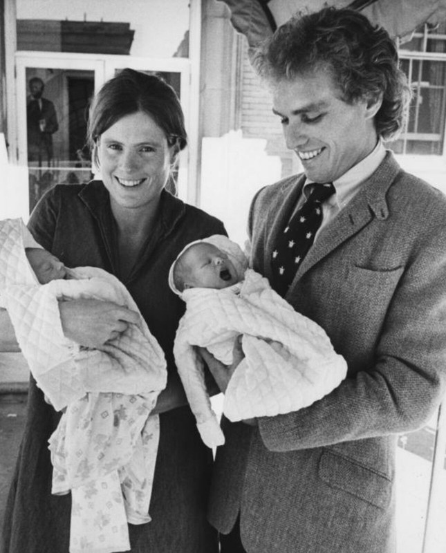 Newly born twins Joe Kennedy III and Matthew Rauch with their parents